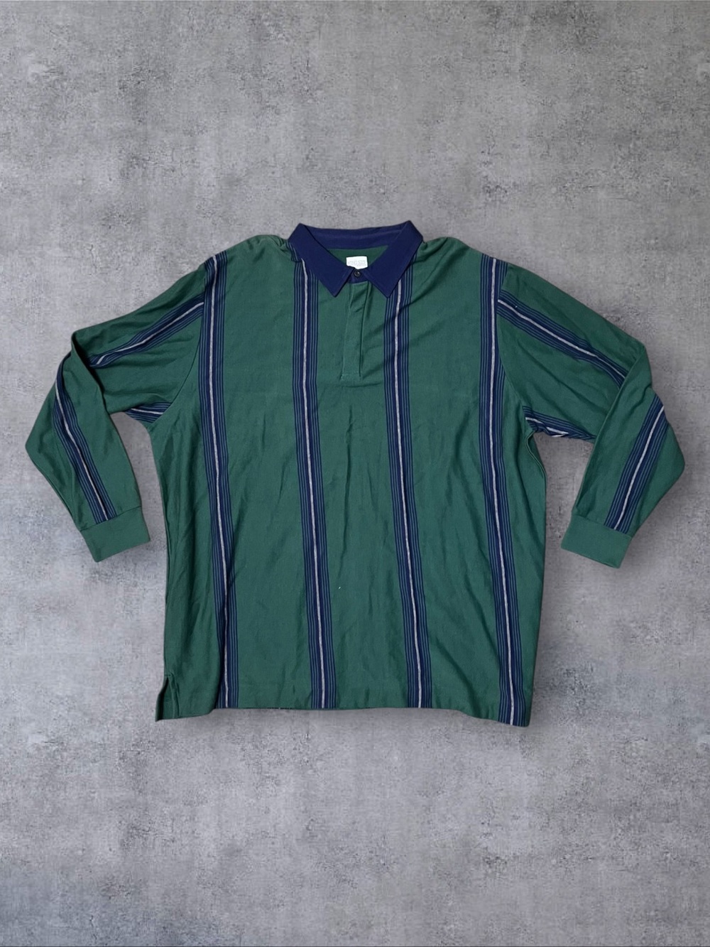 Vintage 90s / 2000s y2k Blue & Green Striped King Size Sz 3XL Long Sleeve